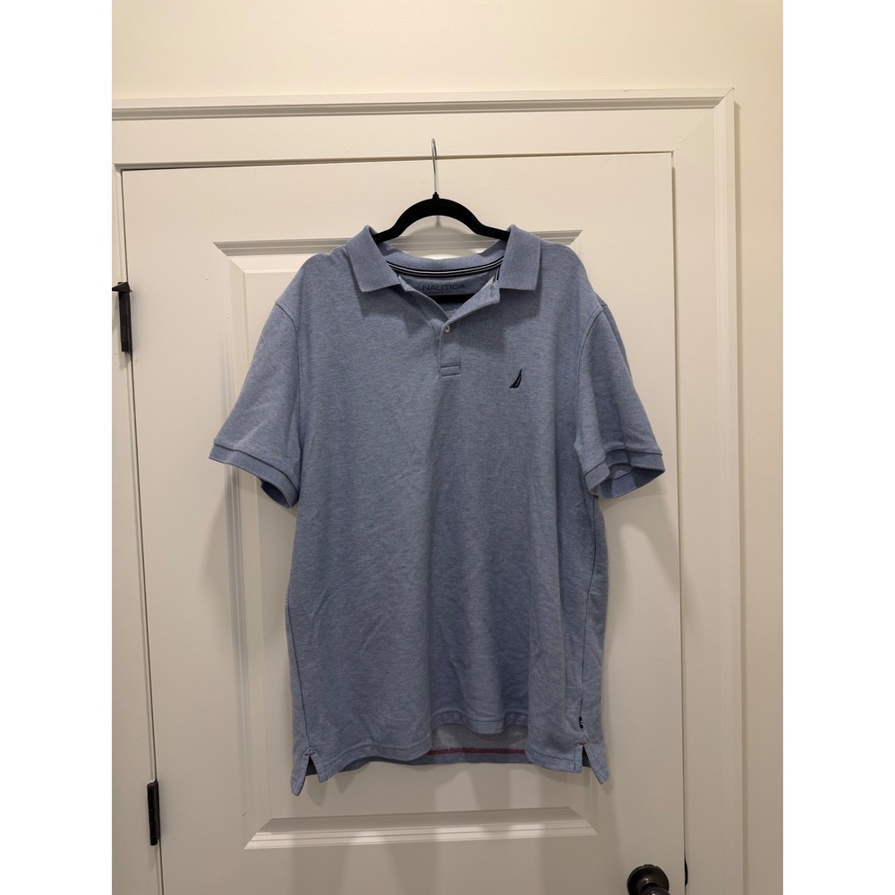 Nautica Mens Performance Deck Polo Shirt Blue Classic Fit XL Short Sleeve Logo